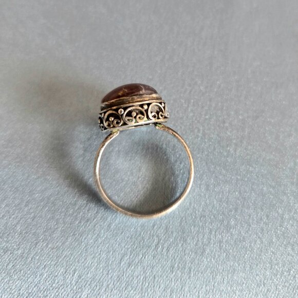 Sterling silver 925 ring with cabochon Amethyst stone. - Picture 7 of 11